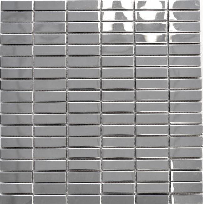 Mosaik Edelstahl silber Rechteck silber Stahl glänzend Küchenrückwand MOS129-0215_f
