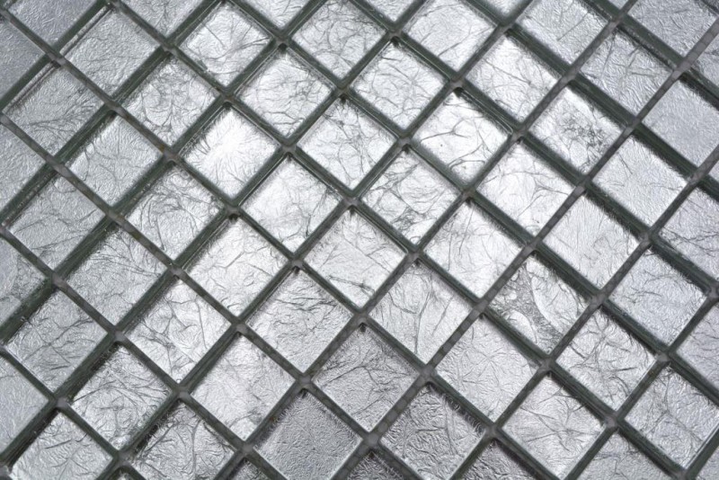 Mosaik Rückwand Glasmosaik silber Struktur MOS123-8SB16_f