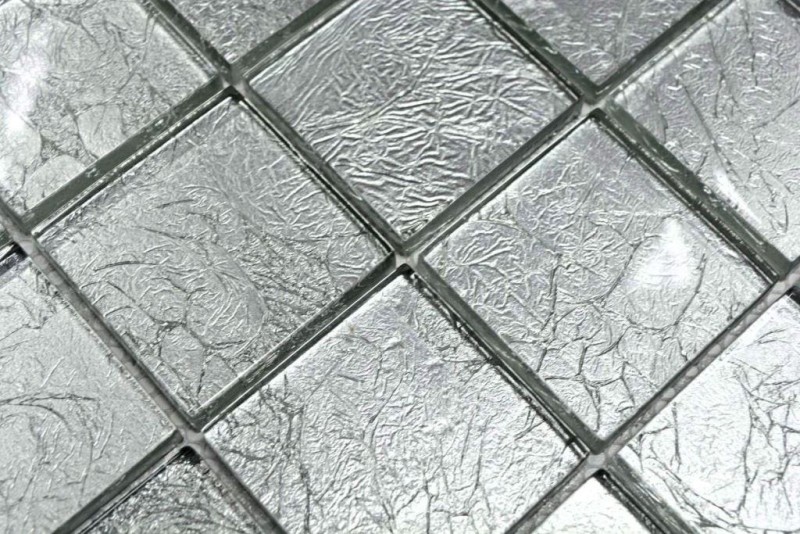 Mosaik Rückwand Glasmosaik silber Struktur MOS123-8SB26_f