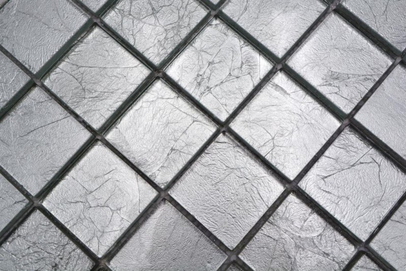 Mosaik Rückwand Glasmosaik silber Struktur MOS123-8SB26_f