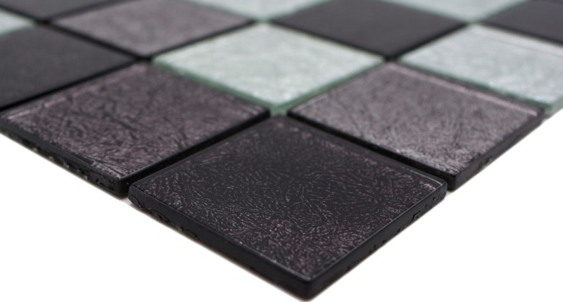 Mosaik Rückwand schwarz Glasmosaik silber schwarz Struktur MOS126-1704_f
