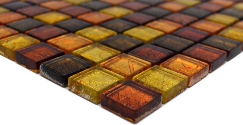 Mosaico a parete posteriore in vetro mosaico oro arancio struttura MOS120-07814_f