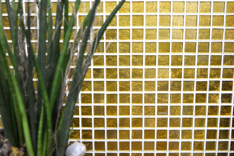 Mosaico a parete posteriore in vetro mosaico struttura oro MOS120-0742_f