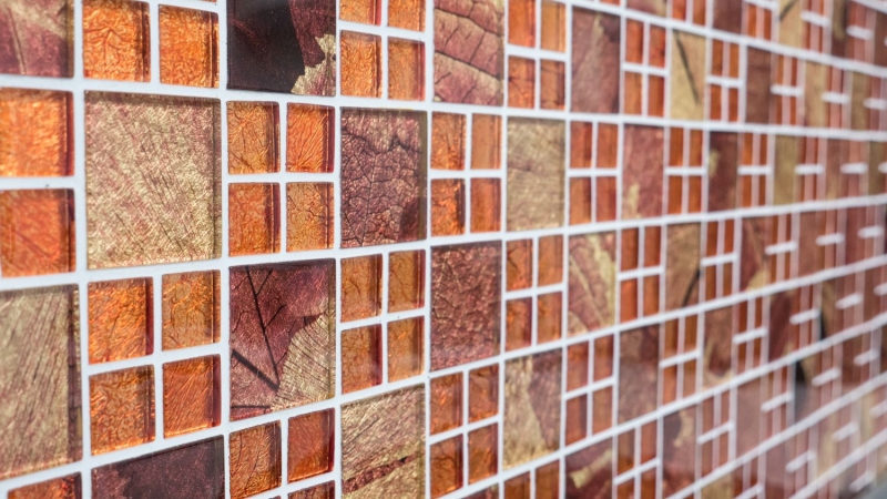 Mosaic back panel Translucent combination glass mosaic Crystal Sunrise orange MOS88-8SRO_f