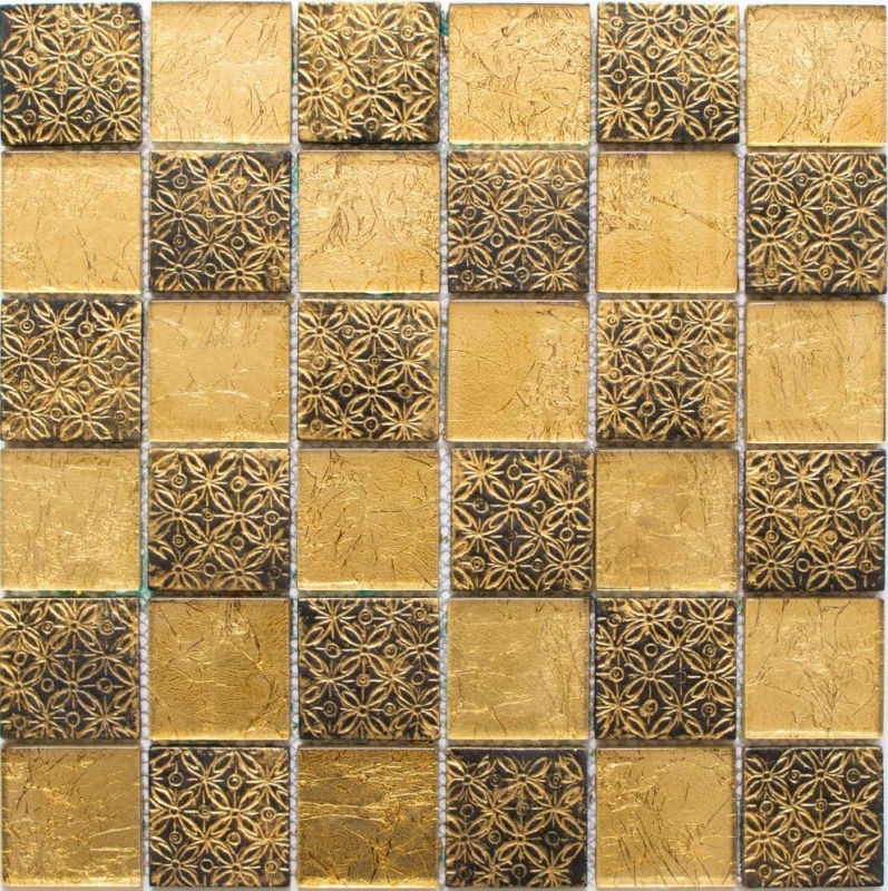 Pannello posteriore a mosaico Oro traslucido Mosaico di vetro Cristallo effetto resina oro MOS88-8OP7_f