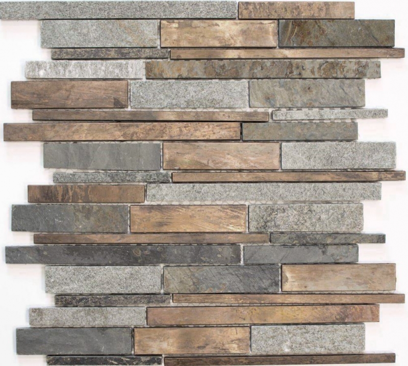 Mosaic tile stone copper gray rust copper composite stone kitchen splashback MOS47-XSK565_f