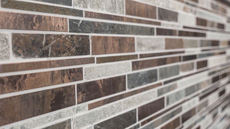 Mosaic tile stone copper gray rust copper composite stone kitchen splashback MOS47-XSK565_f