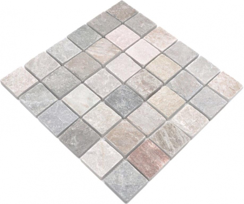 Piastrella a mosaico quarzite pietra naturale quarzite beige alzatina cucina grigio MOS36-0204_f