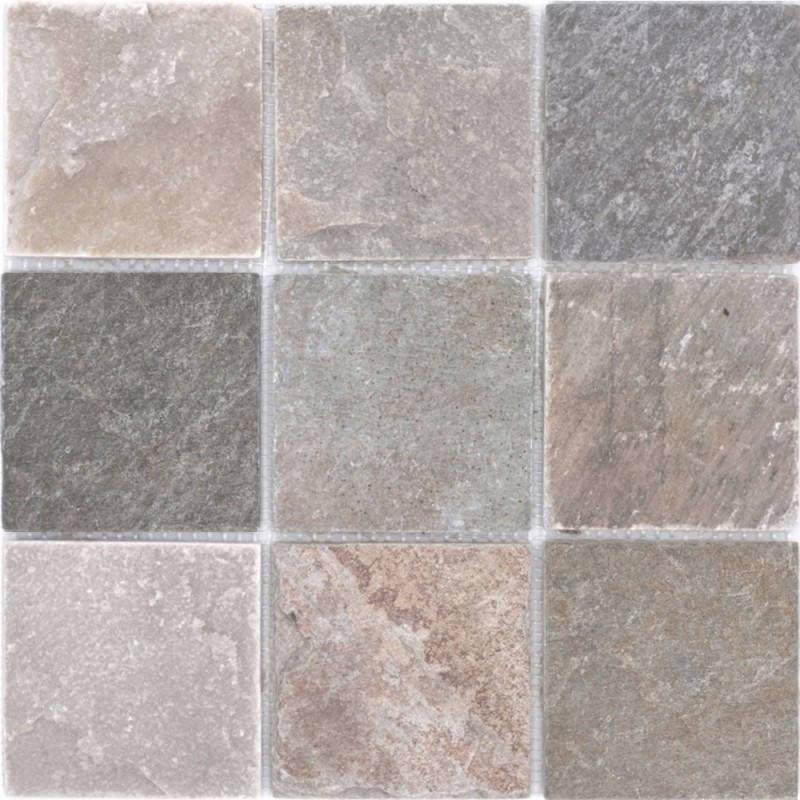 Mosaik Fliese Quarzit Naturstein Quarzit beige grau Küchenrückwand Spritzschutz MOS36-0210_f