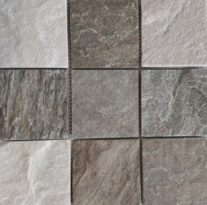 Mosaik Fliese Quarzit Naturstein Quarzit beige grau Küchenrückwand Spritzschutz MOS36-0210_f