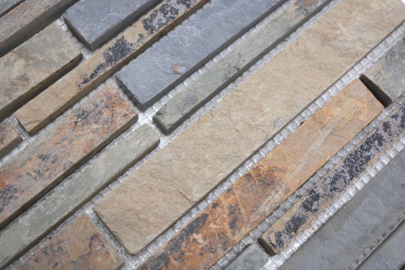 Piastrella a mosaico ardesia pietra naturale mattone ruggine ardesia rivestimento rustico cucina piastrella MOS34-2525_f