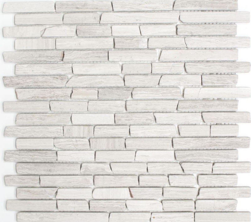 Mosaïque Carreau de marbre Pierre naturelle Brick Marbre gris rayures Carrelage MOS40-MOSBrick2012_f