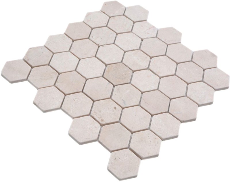 Mosaic tile marble natural stone beige hexagon marble Botticino Anticato MOS42-1212_f