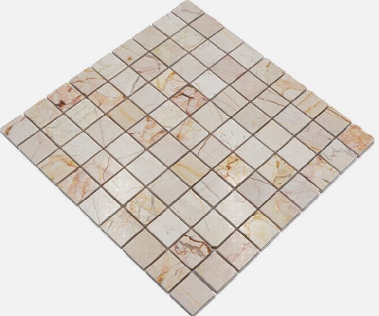 Piastrella a mosaico in marmo pietra naturale dorata crema struttura lucida MOS42-32-2807_f
