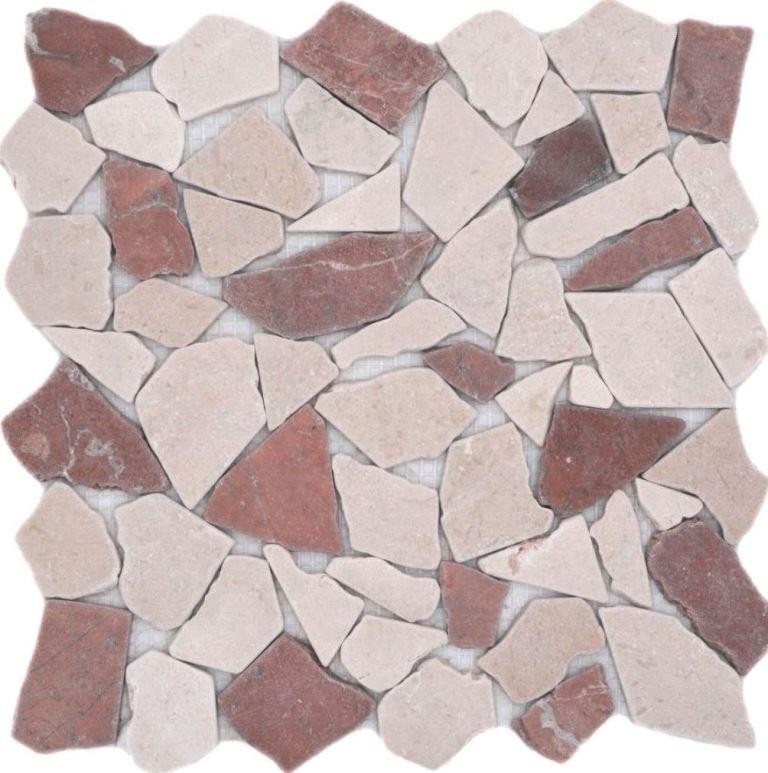 Mosaik Fliese Marmor Naturstein rot beige Bruch Ciot Rosso Verona Botticino MOS44-1002_f