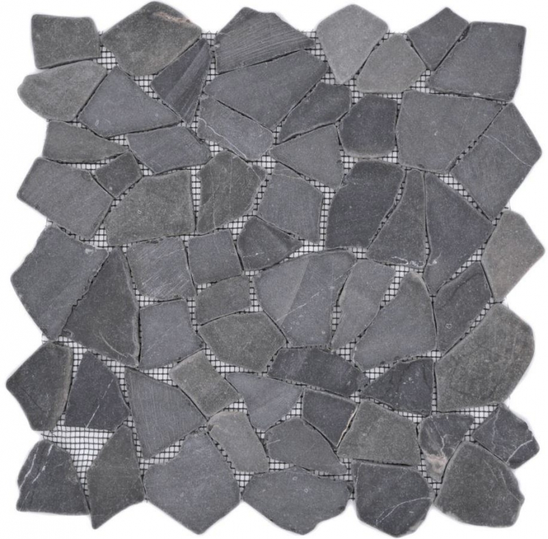 Piastrella di mosaico in marmo pietra naturale grigio antracite di cava Ciot Neromarquina MOS44-30-120_f