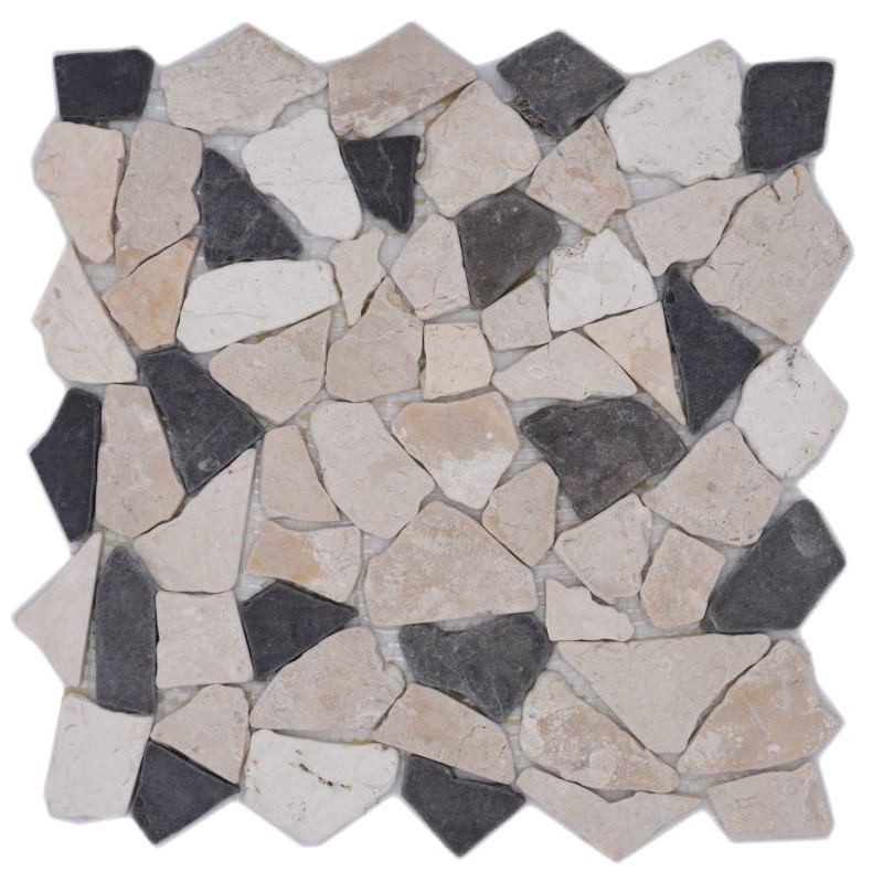 Mosaic tile marble natural stone beige black fracture Ciot BianconeJava MOS44-30-110_f