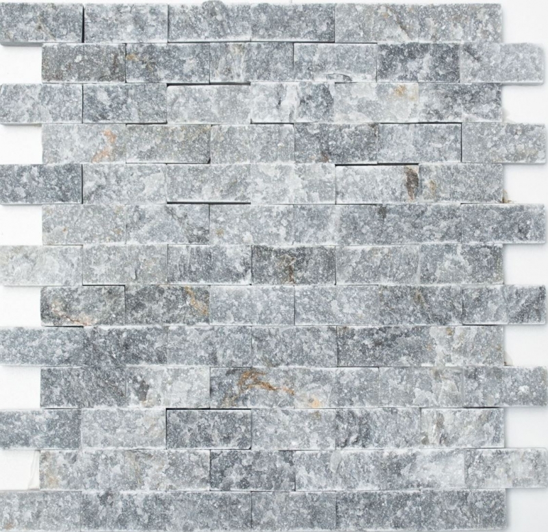Mosaic stone wall marble natural stone anthracite gray Brick Splitface gray Marble 3D MOS40-48196_f