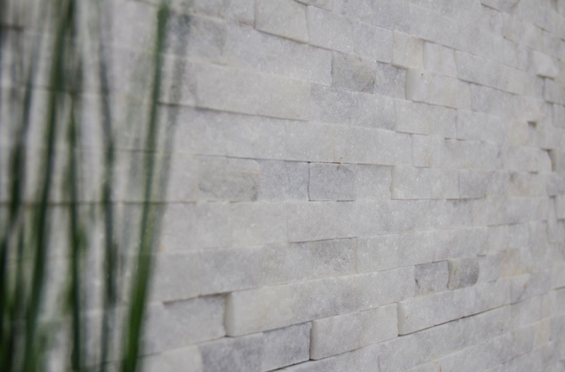 Mosaik Fliese Marmor Naturstein weiß Brick Splitface Ibiza Sugar Marble 3D MOS45-0204_f