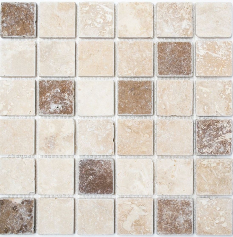 Mosaik Fliese Travertin Naturstein beige Chiaro Fliesenspiegel Küche 43-46048_b