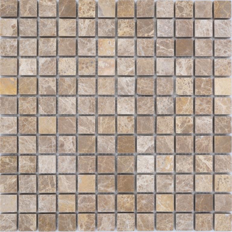 Mosaic tile marble natural stone beige Emperador Light tumbled MOS43-46166_f