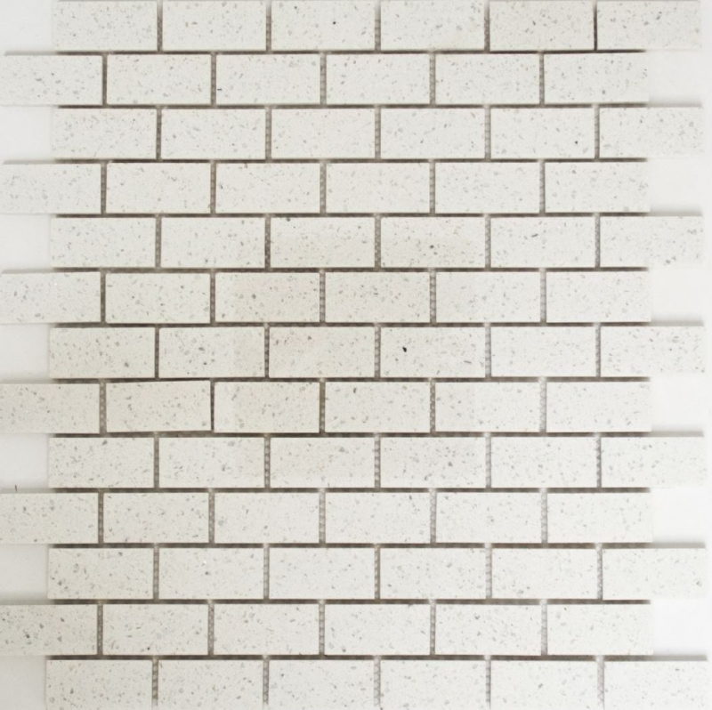 Mosaic tiles quartz composite artificial stone Brick Artifical white MOS46-0104_f