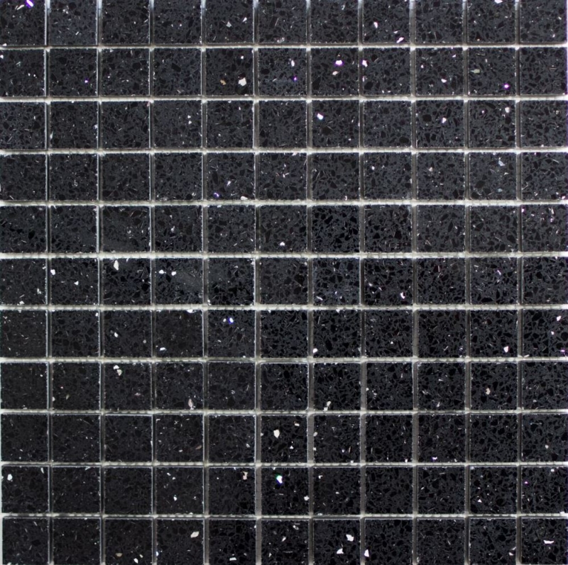 Piastrelle di mosaico quarzo composito pietra artificiale Nero artificiale MOS46-ASM22_f
