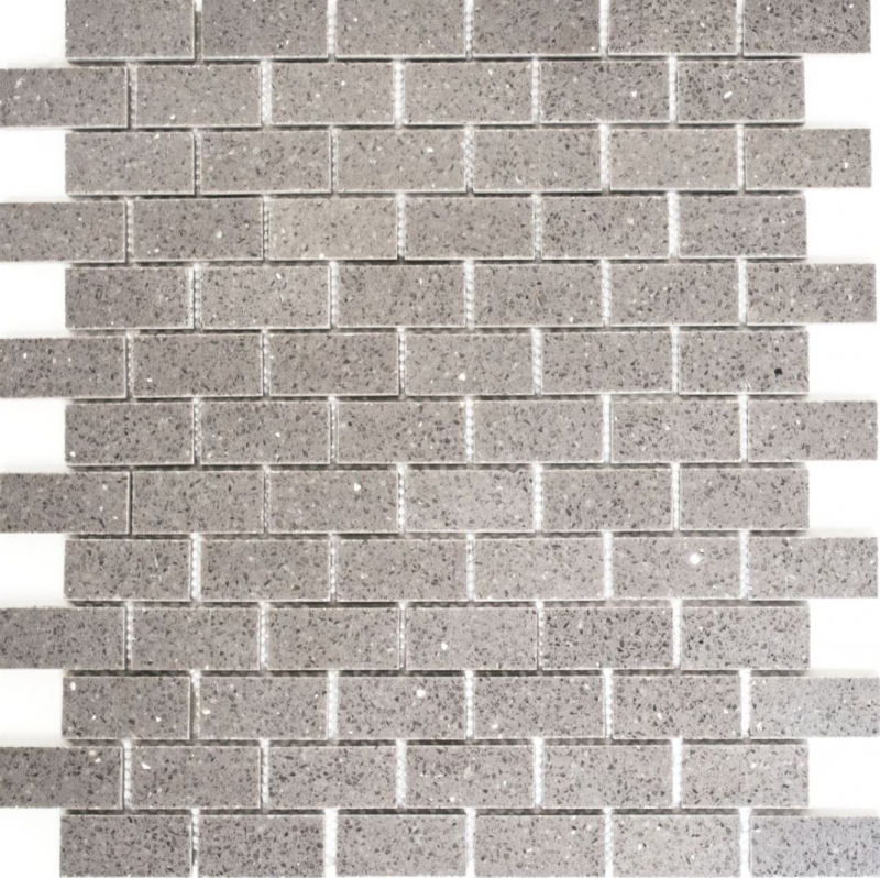 Mosaikfliesen Quarz Komposit Kunststein Brick Artifical grau MOS46-0204_f