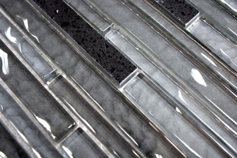 Piastrella di mosaico Composito traslucido nero Mosaico di vetro multistrato Cristallo artificiale nero MOS86-MS89_f