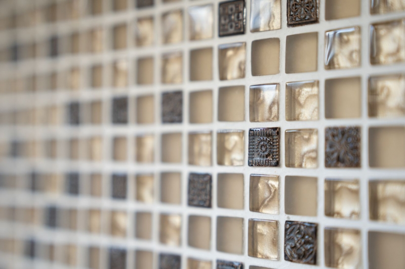 Mosaic tile Translucent beige Glass mosaic Crystal Resin beige beige matt MOS92-1207_f