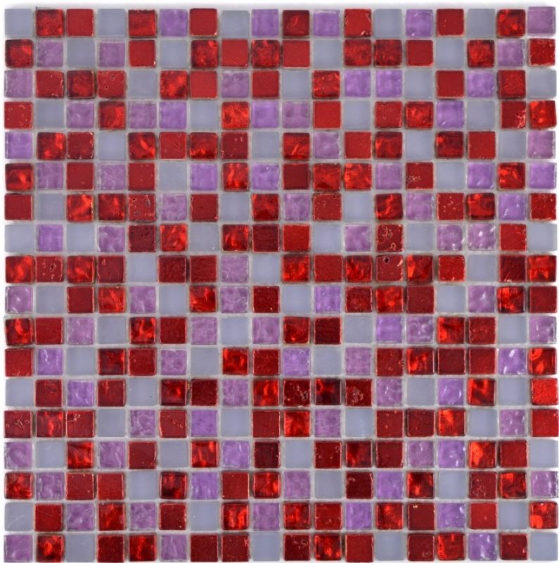 Mosaikfliese Transluzent rot pink weiß Glasmosaik Crystal Resin rot pink weiß matt MOS92-0911_f
