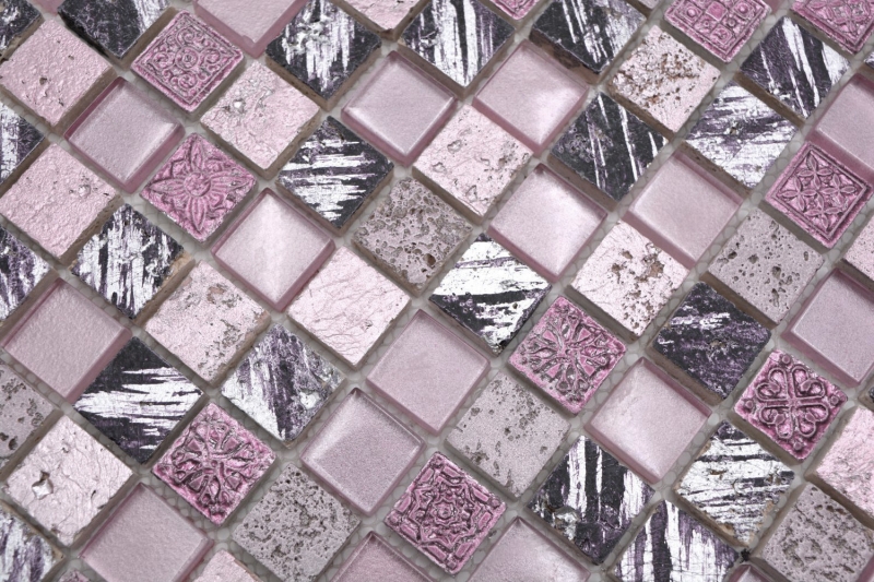 Piastrella di mosaico Rosa traslucido Mosaico di vetro Cristallo Resina rosa BAGNO WC Cucina MOS82-1104_f