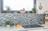 Mosaic tile kitchen splashback translucent silver rectangle glass mosaic Crystal stone retro silver MOS83-CRS2_f