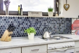 Mosaikfliesen Küchenrückwand schwarz Hexagon Glasmosaik Stein 3D MOS11D-33_f