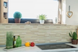 Mosaikfliesen Küchenrückwand beige Verbund Glasmosaik Stein MOS67-GV14_f