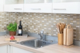 Mosaic tile kitchen splashback Translucent white gold rods Glass mosaic Crystal stone white matt gold MOS87-1202_f