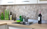 Mosaikfliesen Küchenrückwand selbstklebend Aluminium hellgrau metall Holzoptik hell MOS200-2222_f