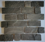 Schiefer Mosaik Fliese Naturstein Brick anthrazit Black Jack Mosaikmatte Mosaikplatte Spritzschutz Küche - MOS34-0208