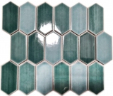 Carreau de mosaïque Céramique Hexagonal vert brillant cuisine mur salle de bain MOS11J-475_f