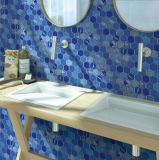 Mosaikfliese Keramik Mosaik Hexagonal königsblau glänzend Küche Wand Bad Fliesenspiegel - MOS11K-SAN7