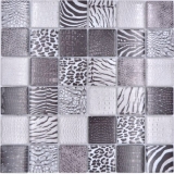 Glasmosaik Mosaikfliese Zebra schwarz Wand Badezimmer Küche MOS78-W28