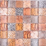 Mosaico di piastrelle di vetro mosaico safari beige marrone piastrelle specchio muro MOS78-W58