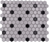 Mosaic tile ceramic mosaic hexagonal mix beige black glossy kitchen splashback bathroom MOS11A-03G01_f