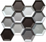 Mosaic tile glass mosaic combi hexagonal 3D look mix wall kitchen bathroom MOS88-XB159_f