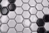 Handmuster Mosaikfliese Keramik Mosaik Hexagonal mix beige schwarz glänzend Fliesenspiegel Bad Küche MOS11A-0113G_m