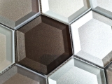 Handmuster Mosaikfliese Glasmosaik Kombihexagonal 3D-Optik mix Wand Küche Badezimmer MOS88-XB159_m