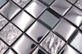 Campione a mano mosaico piastrelle di vetro mosaico combi EP argento metallo cucina backsplash MOS88-XCB5_m