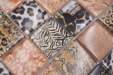Piastrella di mosaico dipinta a mano mosaico di vetro combi foresta marrone bagno cucina splashback MOS78-W68_m