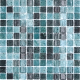 Schwimmbadmosaik Poolmosaik Glasmosaik grün anthrazit changierend Wand Boden Küche Bad Dusche MOS220-P56258