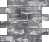 Glasmosaik Mosaikfliese schwarz mit silber glänzend Wand Küche Bad Dusche MOS88-SW02